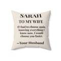 To My Wife keepsake pillow, product view