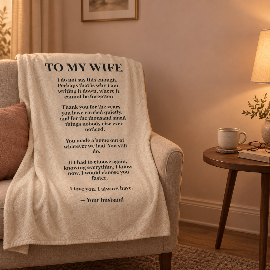 To My Wife Blanket from Husband — Personalized Keepsake Velveteen Throw