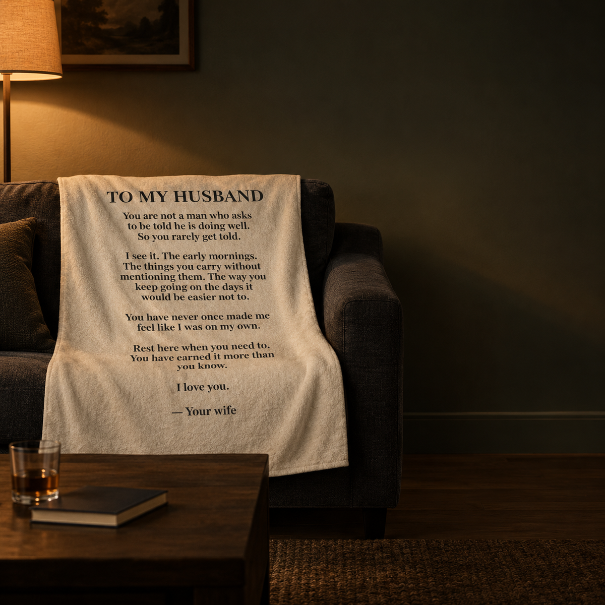 To My Husband Blanket from Wife — Personalized Keepsake Velveteen Throw