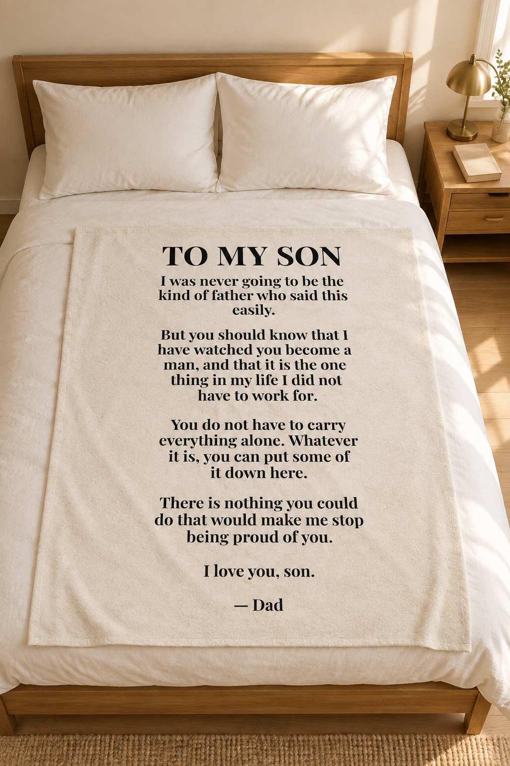 To My Son Blanket from Dad — Personalized Keepsake Velveteen Throw