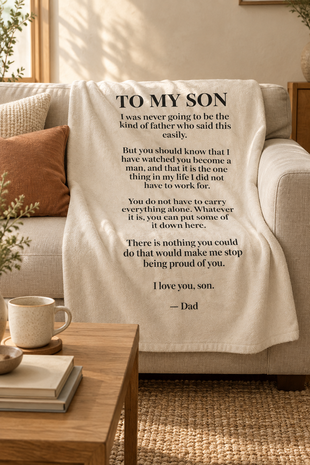 To My Son Blanket from Dad — Personalized Keepsake Velveteen Throw