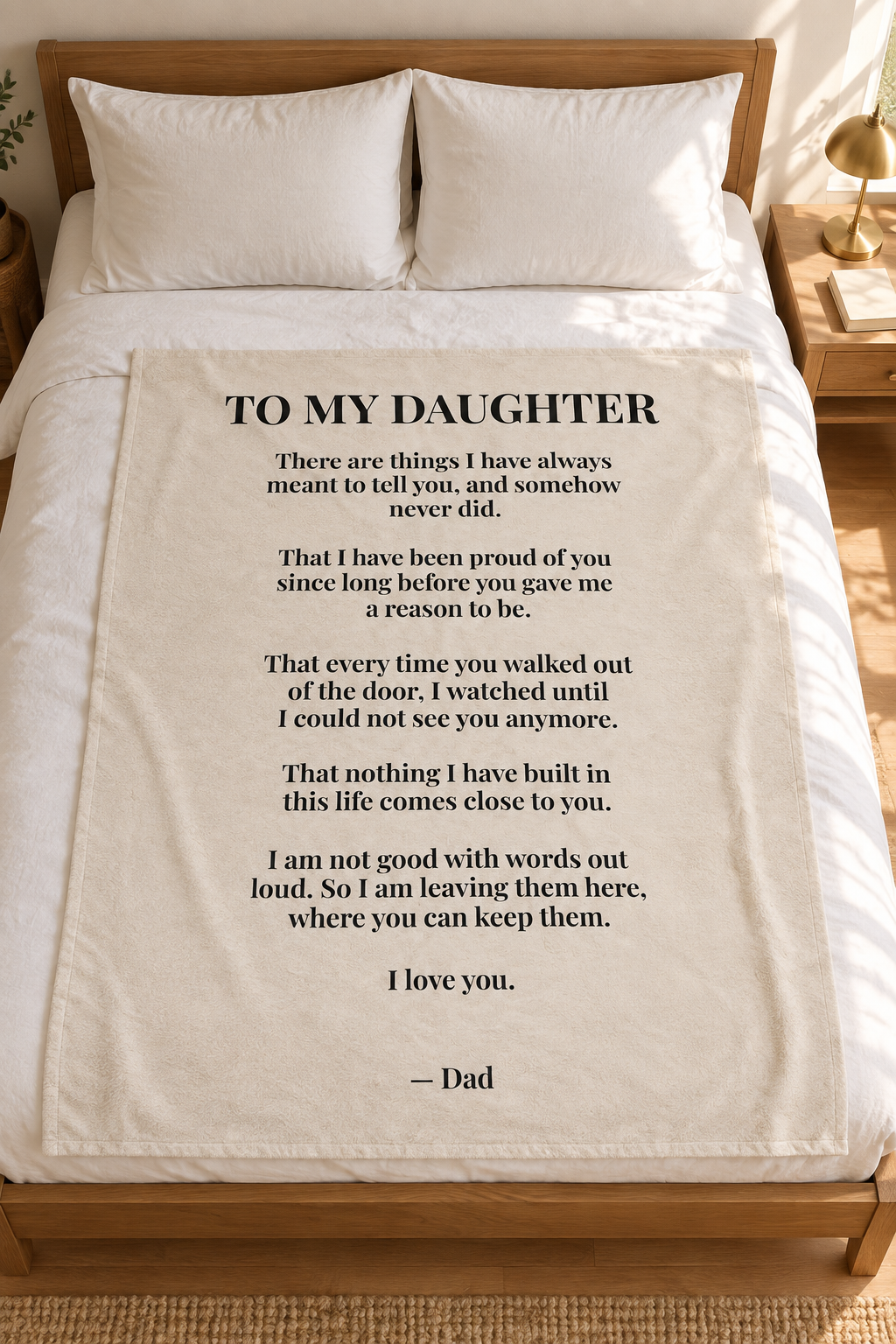 To My Daughter Blanket from Dad — Personalized Keepsake Velveteen Throw