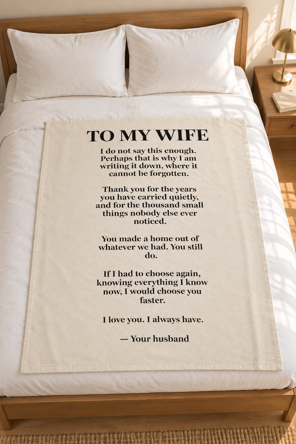 To My Wife Blanket from Husband — Personalized Keepsake Velveteen Throw