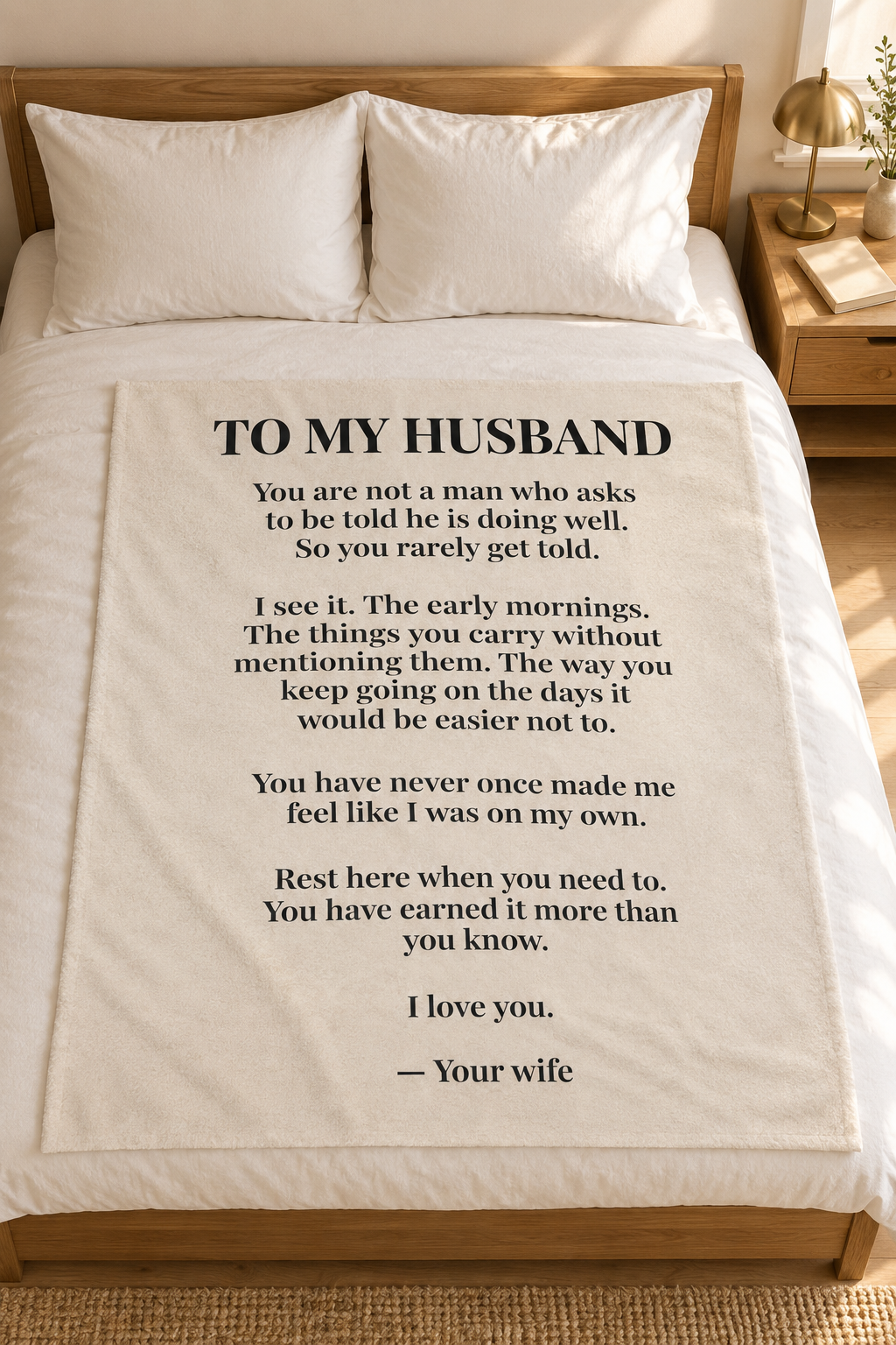 To My Husband Blanket from Wife — Personalized Keepsake Velveteen Throw