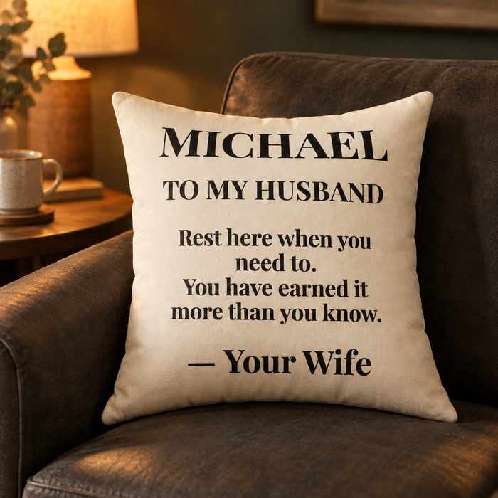To My Husband Pillow from Wife — Matching Keepsake Throw Pillow