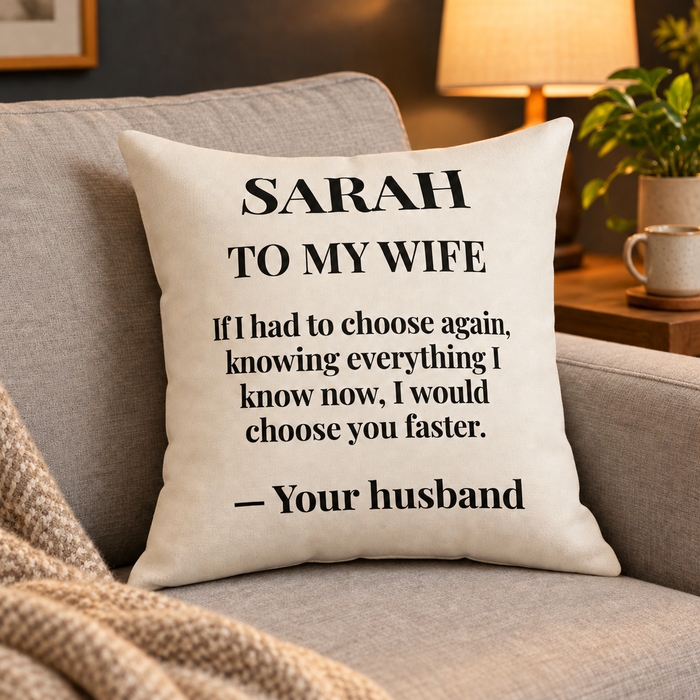 To My Wife Pillow from Husband — Matching Keepsake Throw Pillow